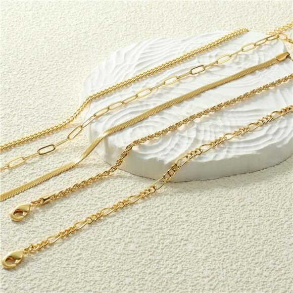 14K Gold/Sterling Silver Plated Anklet Bracelets for Women Waterproof Plus Size - Picture 5 of 7